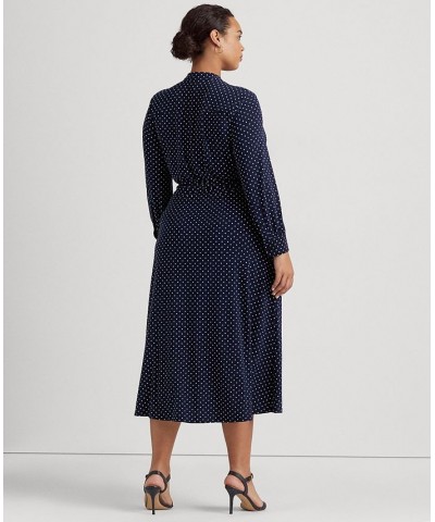 Plus Size Long Sleeve Shirtdress Navy/cream $85.80 Dresses