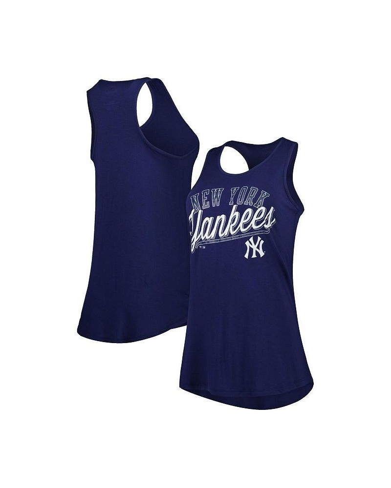 Women's Branded Navy New York Yankees Simplicity Swing Racerback Scoop Neck Tank Top Navy $16.80 Tops