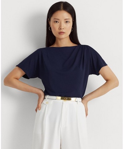 Women's Pleated Stretch Jersey T-Shirt French Navy $39.80 Tops