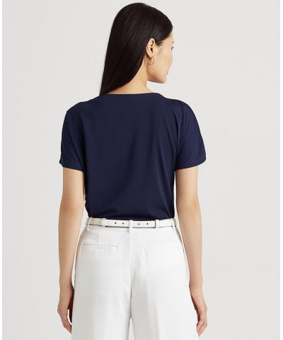 Women's Pleated Stretch Jersey T-Shirt French Navy $39.80 Tops