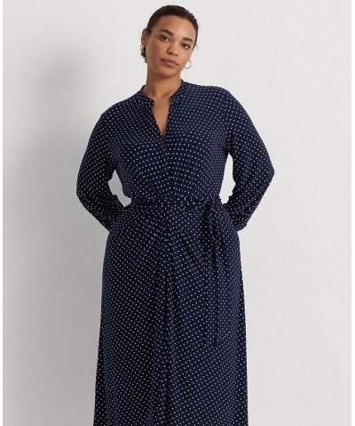 Plus Size Long Sleeve Shirtdress Navy/cream $85.80 Dresses