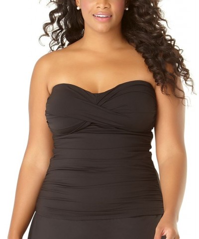 Trendy Plus Size Twisted Tankini & High-Waist Bottoms Black Noire $39.36 Swimsuits