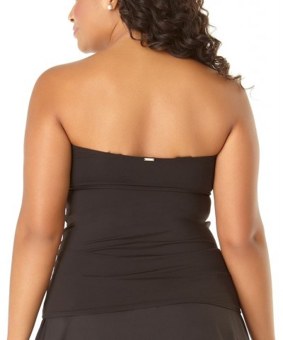 Trendy Plus Size Twisted Tankini & High-Waist Bottoms Black Noire $39.36 Swimsuits