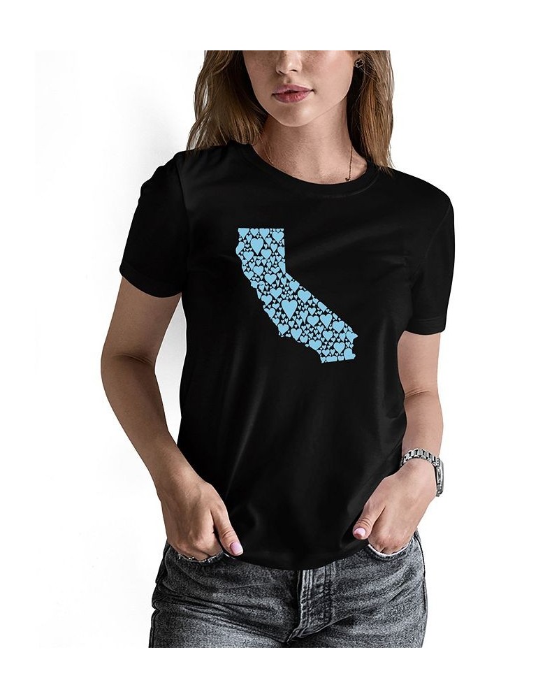 Women's California Hearts Word Art T-shirt Black $18.89 Tops