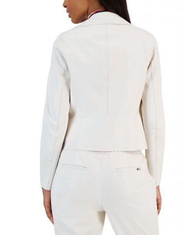 Women's Faux-Leather Zip-Front Moto Jacket Anne White $51.66 Jackets