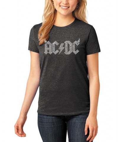 Women's Premium Blend Word Art ACDC Song Titles T-shirt Black $16.28 Tops