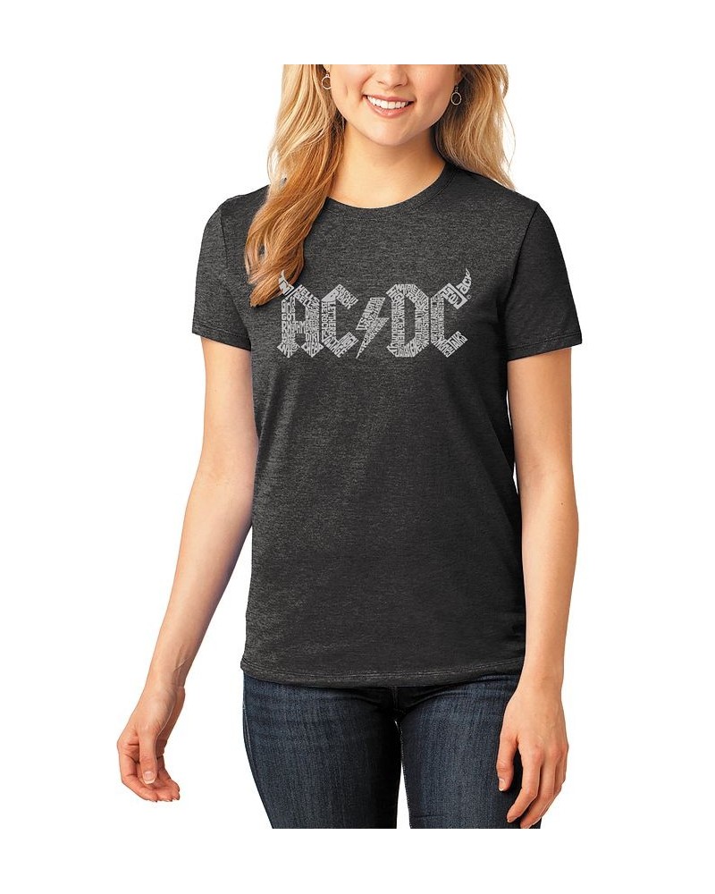 Women's Premium Blend Word Art ACDC Song Titles T-shirt Black $16.28 Tops