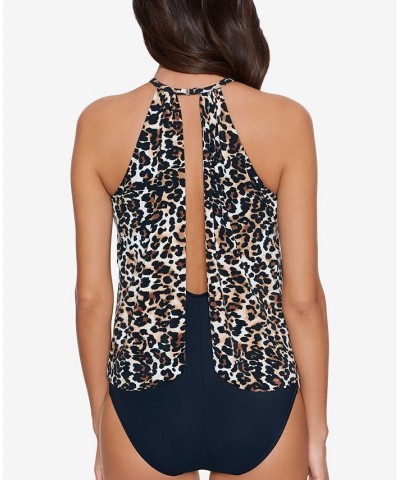 Women's Animal-Print Aubrey One-Piece Swimsuit Black/Brown Leopard $74.80 Swimsuits