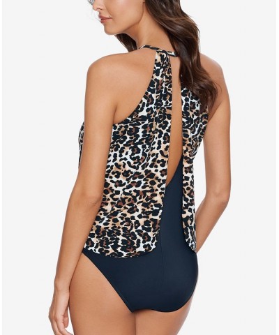 Women's Animal-Print Aubrey One-Piece Swimsuit Black/Brown Leopard $74.80 Swimsuits