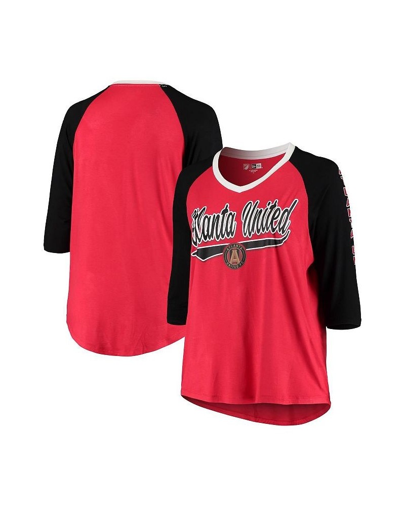 Women's by New Era Red Atlanta United FC Plus Size Raglan 3/4-Sleeve V-Neck T-shirt Red $26.40 Tops