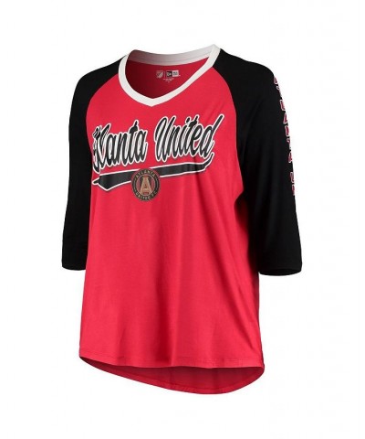 Women's by New Era Red Atlanta United FC Plus Size Raglan 3/4-Sleeve V-Neck T-shirt Red $26.40 Tops