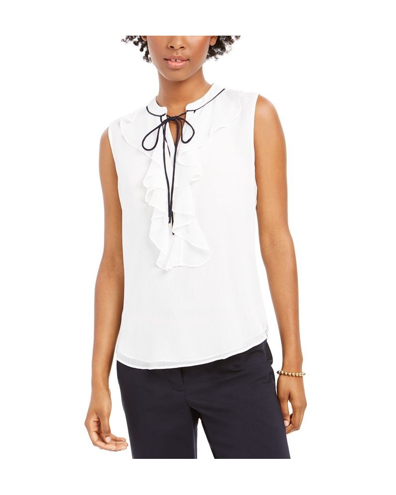 Women’s Ruffle-Front Woven Top Ivory/midnight $28.98 Tops