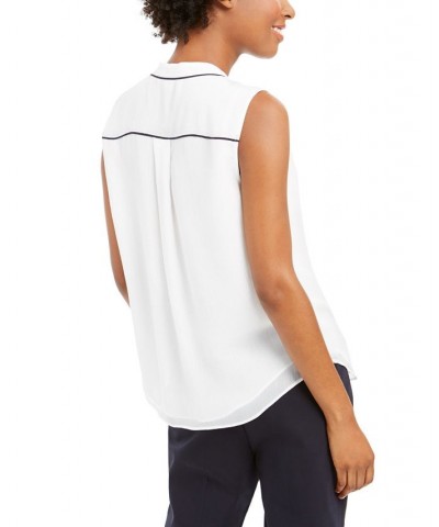 Women’s Ruffle-Front Woven Top Ivory/midnight $28.98 Tops