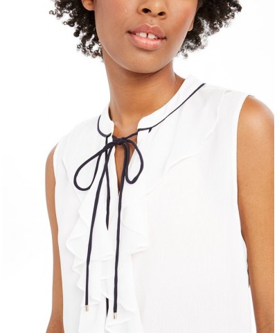 Women’s Ruffle-Front Woven Top Ivory/midnight $28.98 Tops