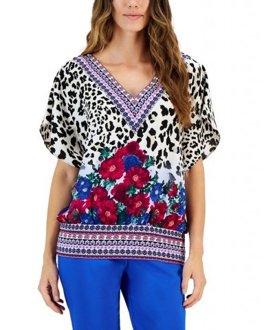 Women's Leopard-Print Banded-Hem Top Neo Natural Combo $18.44 Tops