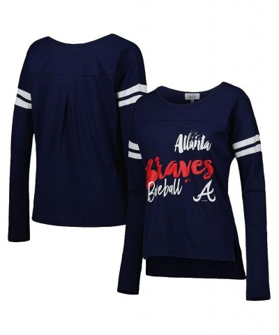 Women's Navy Atlanta Braves Free Agent Long Sleeve T-shirt Navy $30.77 Tops