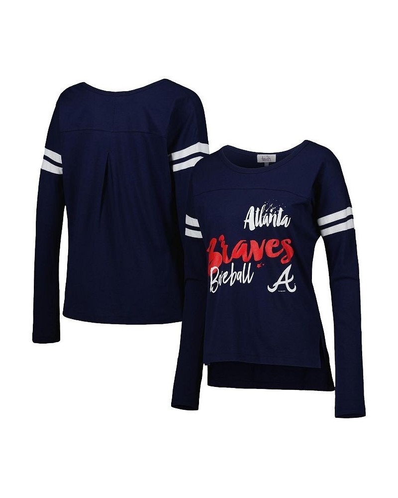 Women's Navy Atlanta Braves Free Agent Long Sleeve T-shirt Navy $30.77 Tops