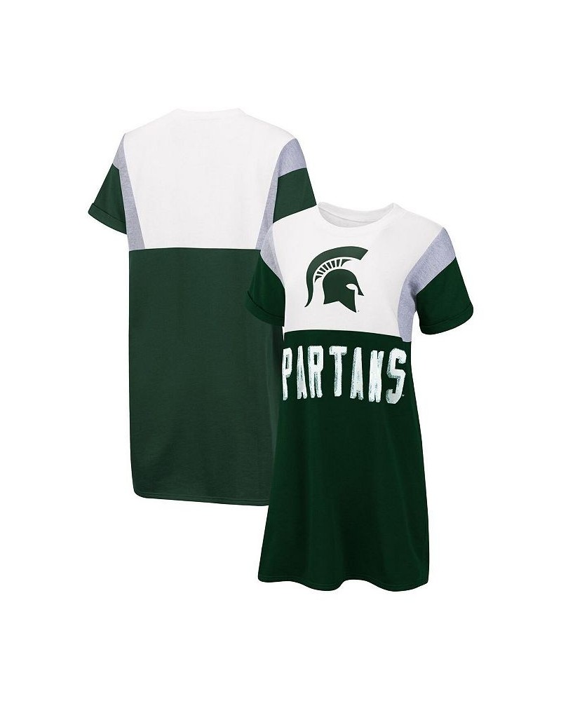 Women's Green and White Michigan State Spartans 3rd Down Short Sleeve T-shirt Dress Green, White $32.99 Dresses