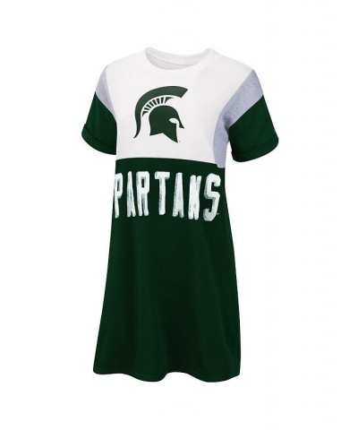 Women's Green and White Michigan State Spartans 3rd Down Short Sleeve T-shirt Dress Green, White $32.99 Dresses