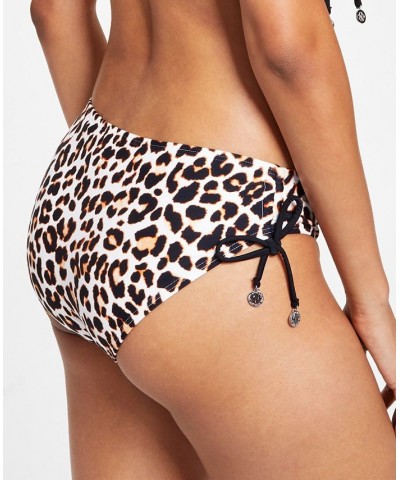 Women's Leopard-Print Side-Tie Bikini Bottoms Wild Thing Soft White $37.40 Swimsuits