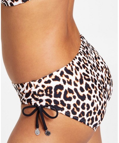 Women's Leopard-Print Side-Tie Bikini Bottoms Wild Thing Soft White $37.40 Swimsuits