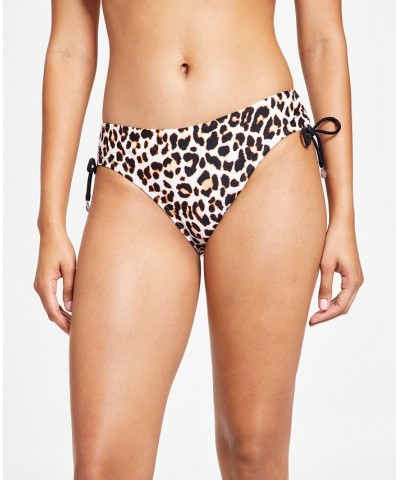 Women's Leopard-Print Side-Tie Bikini Bottoms Wild Thing Soft White $37.40 Swimsuits