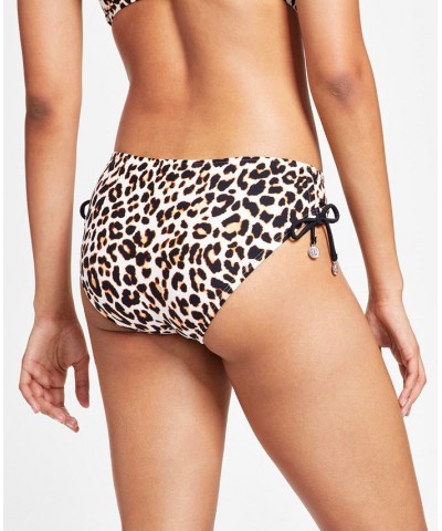 Women's Leopard-Print Side-Tie Bikini Bottoms Wild Thing Soft White $37.40 Swimsuits