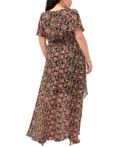 Plus Size Chiffon Flutter-Sleeve Floral Maxi Dress Fuchsia/Purple/Gold $43.60 Dresses