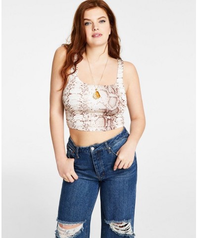 Women's Cropped Printed Tank Top Snake Pyth $10.67 Tops