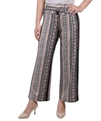 Petite Cropped Pull On Pants with Sash Black, Denim Stripe $15.36 Pants