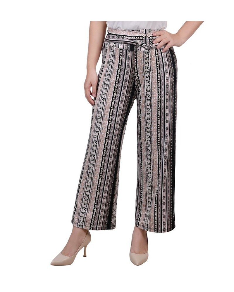 Petite Cropped Pull On Pants with Sash Black, Denim Stripe $15.36 Pants