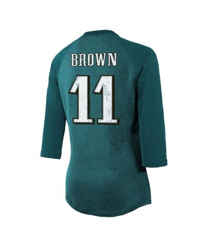 Women's Threads A.J. Brown Midnight Green Philadelphia Eagles Name & Number Raglan 3/4 Sleeve T-shirt Green $30.00 Tops