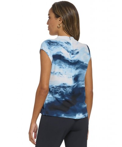 Women's Cloud-Print Cap-Sleeve Top Oceana Multi $17.55 Tops