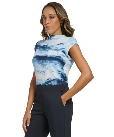 Women's Cloud-Print Cap-Sleeve Top Oceana Multi $17.55 Tops