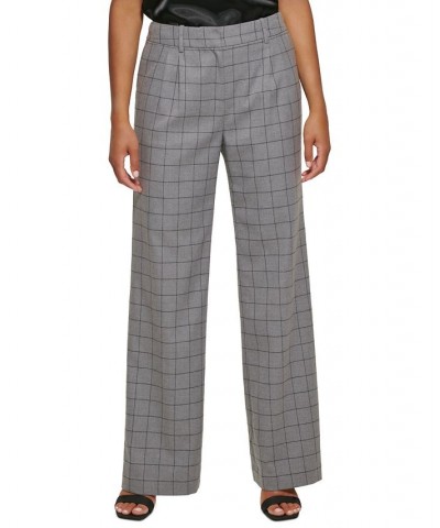 Women's Windowpane Wide-Leg Pants Charcoal/black $37.70 Pants