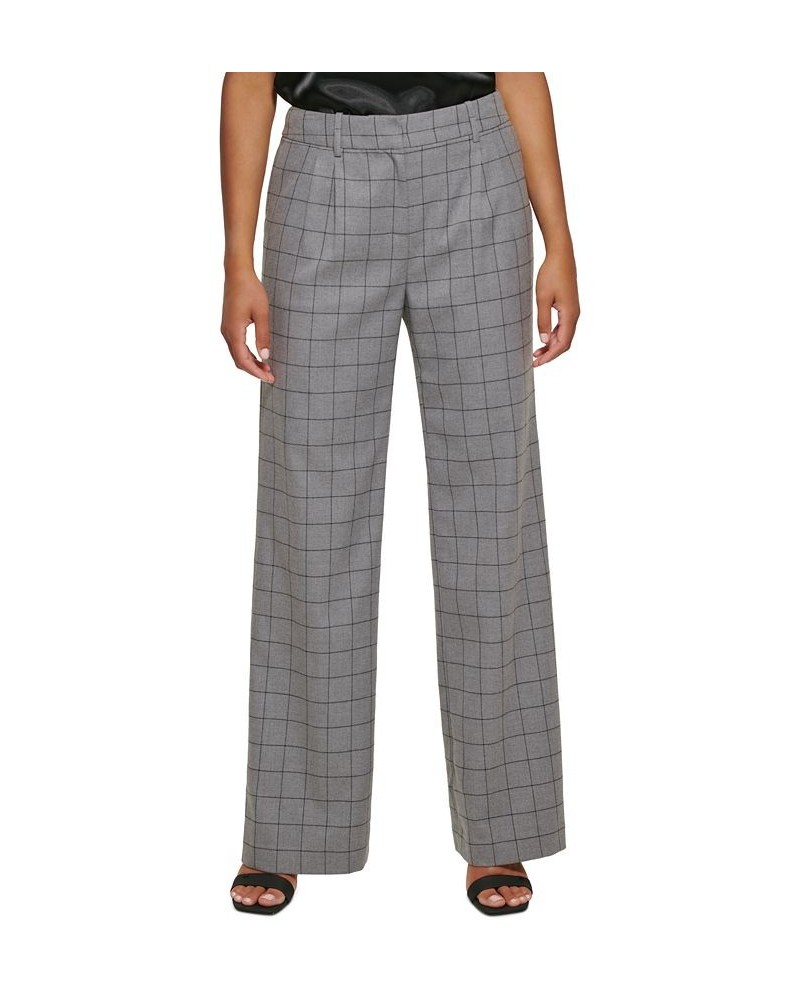 Women's Windowpane Wide-Leg Pants Charcoal/black $37.70 Pants