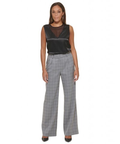 Women's Windowpane Wide-Leg Pants Charcoal/black $37.70 Pants