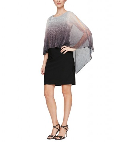 Women's Shimmer-Popover Sheath Dress Black/Silver $49.98 Dresses