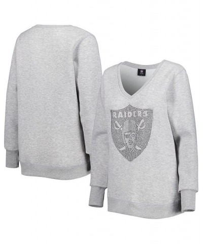 Women's Silver Las Vegas Raiders Deep V-Neck Pullover Sweatshirt Silver $42.30 Sweatshirts