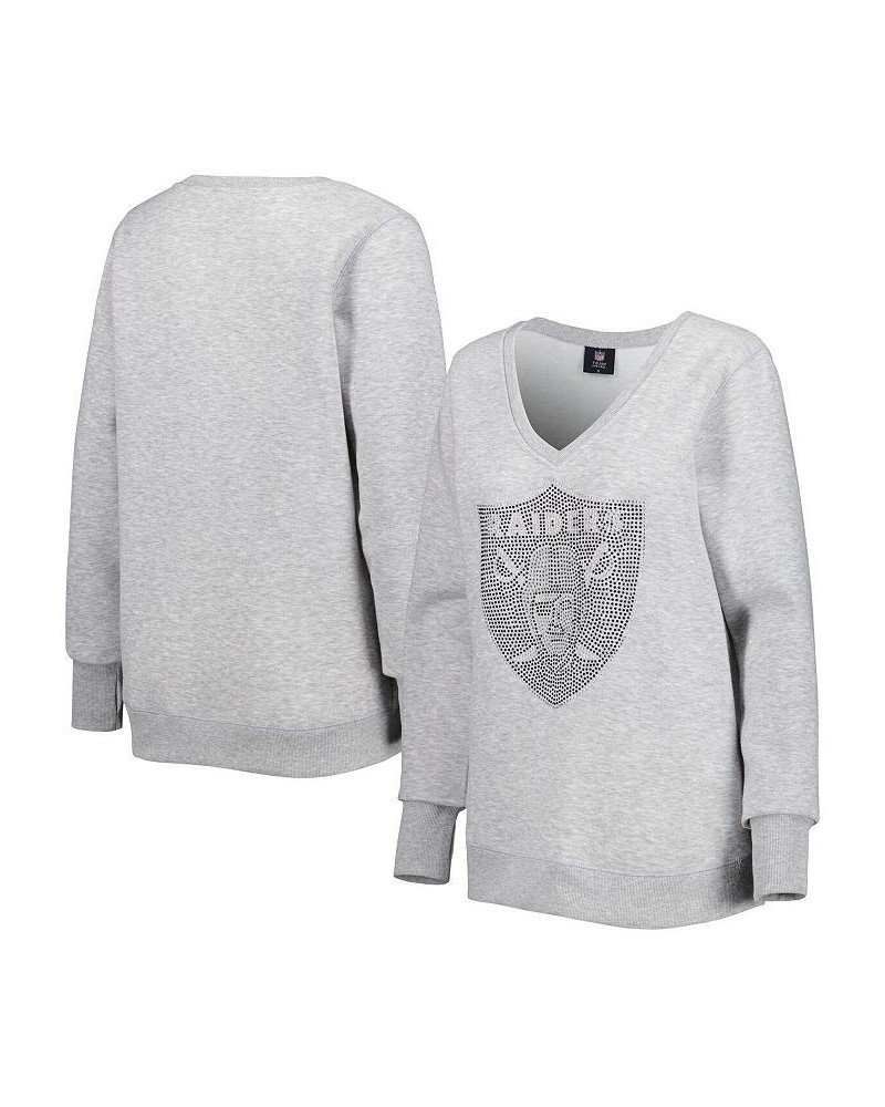 Women's Silver Las Vegas Raiders Deep V-Neck Pullover Sweatshirt Silver $42.30 Sweatshirts