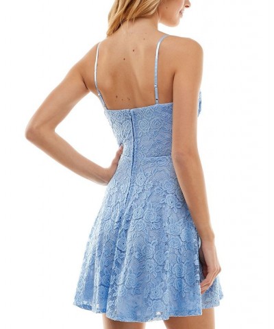 Juniors' Lace Side-Pocket Fit & Flare Dress Periwinkle $34.22 Dresses