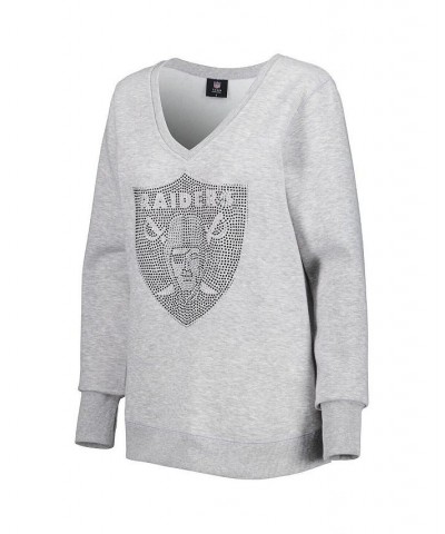 Women's Silver Las Vegas Raiders Deep V-Neck Pullover Sweatshirt Silver $42.30 Sweatshirts