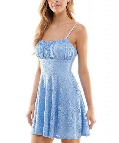 Juniors' Lace Side-Pocket Fit & Flare Dress Periwinkle $34.22 Dresses