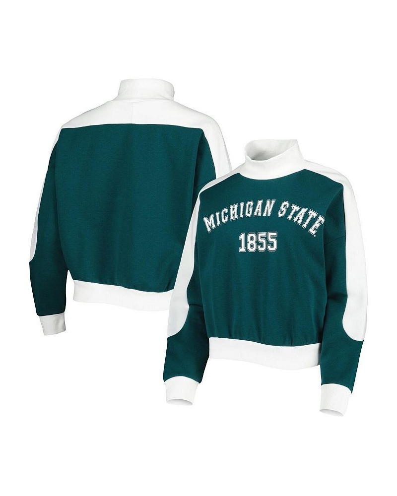 Women's Green Michigan State Spartans Make it a Mock Sporty Pullover Sweatshirt Green $32.50 Sweatshirts