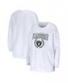 Women's White Las Vegas Raiders Oversized Pullover Sweatshirt White $36.00 Sweatshirts