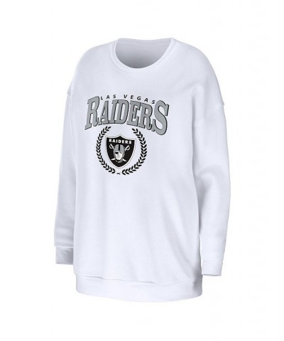 Women's White Las Vegas Raiders Oversized Pullover Sweatshirt White $36.00 Sweatshirts