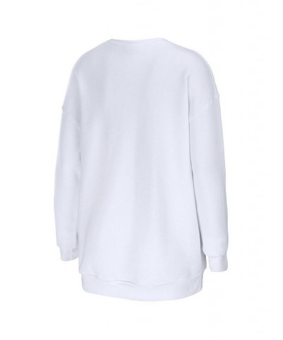 Women's White Las Vegas Raiders Oversized Pullover Sweatshirt White $36.00 Sweatshirts