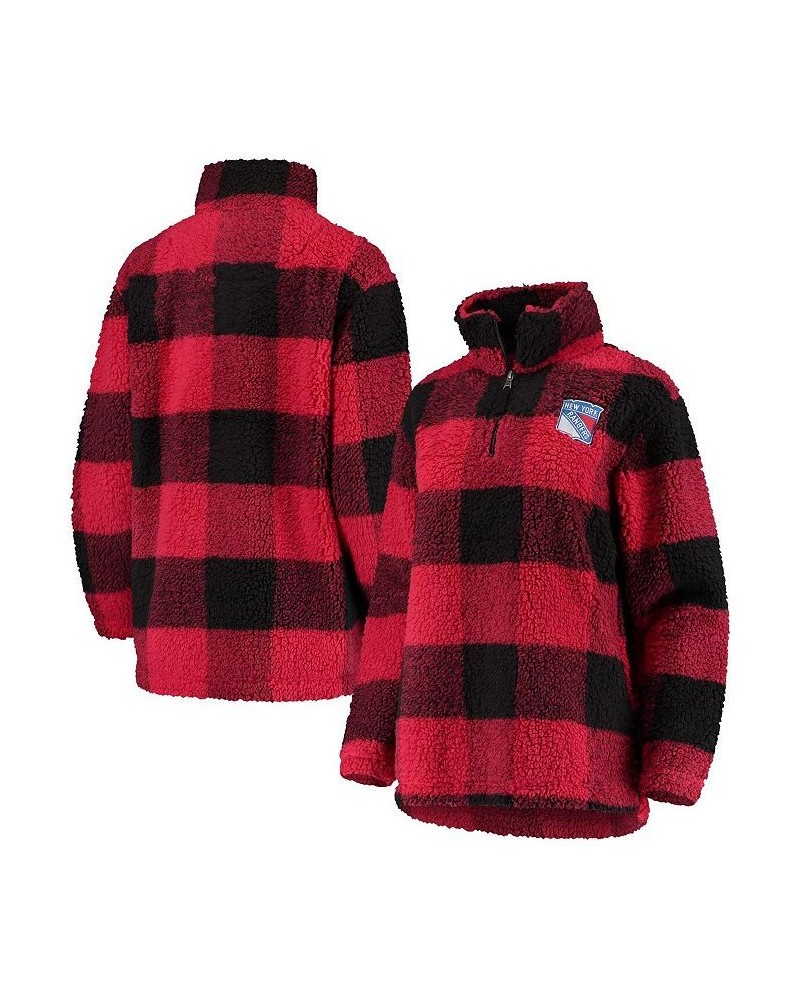 Women's Black Red New York Rangers Plaid Sherpa Quarter-Zip Jacket Black, Red $42.75 Jackets