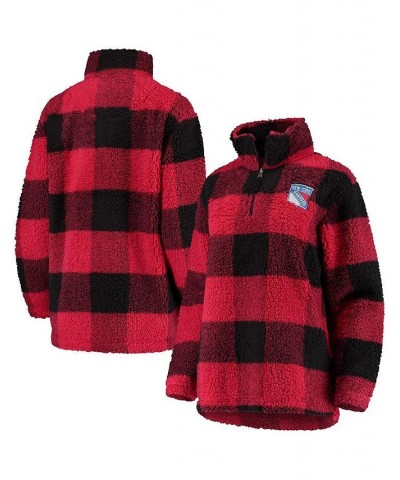 Women's Black Red New York Rangers Plaid Sherpa Quarter-Zip Jacket Black, Red $42.75 Jackets