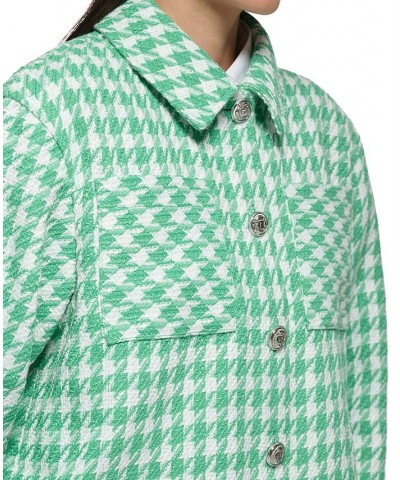 Women's Houndstooth Button Jacket Soft White/ Green $97.76 Jackets